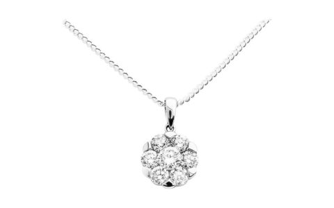 Ladies 18ct White Gold Diamond Cluster Pendant