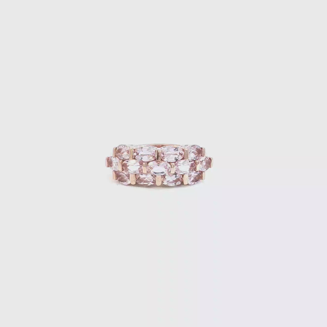 9ct RG Triple-Row Morganite Dress Ring