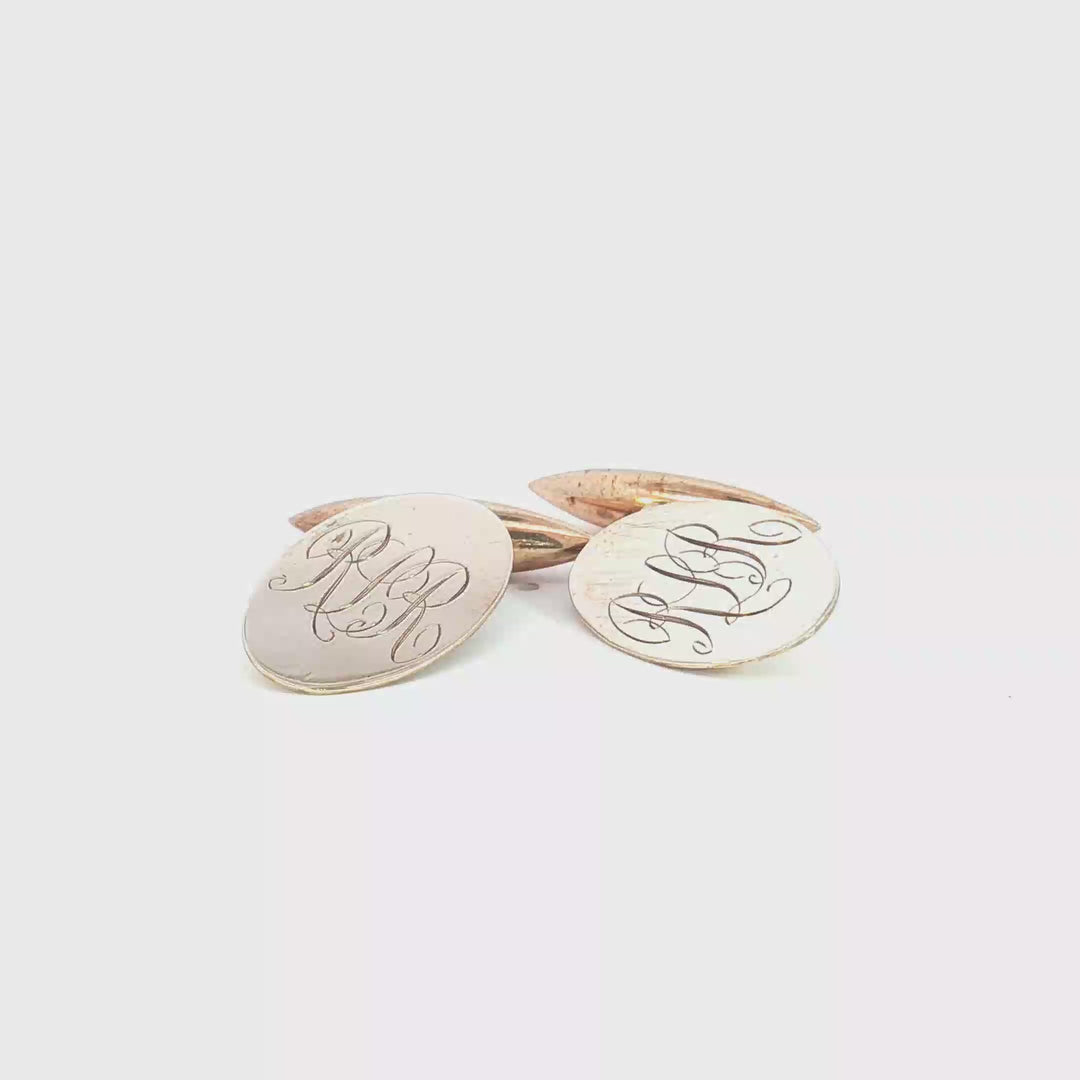 9ct RG Oval Toggle Cufflinks