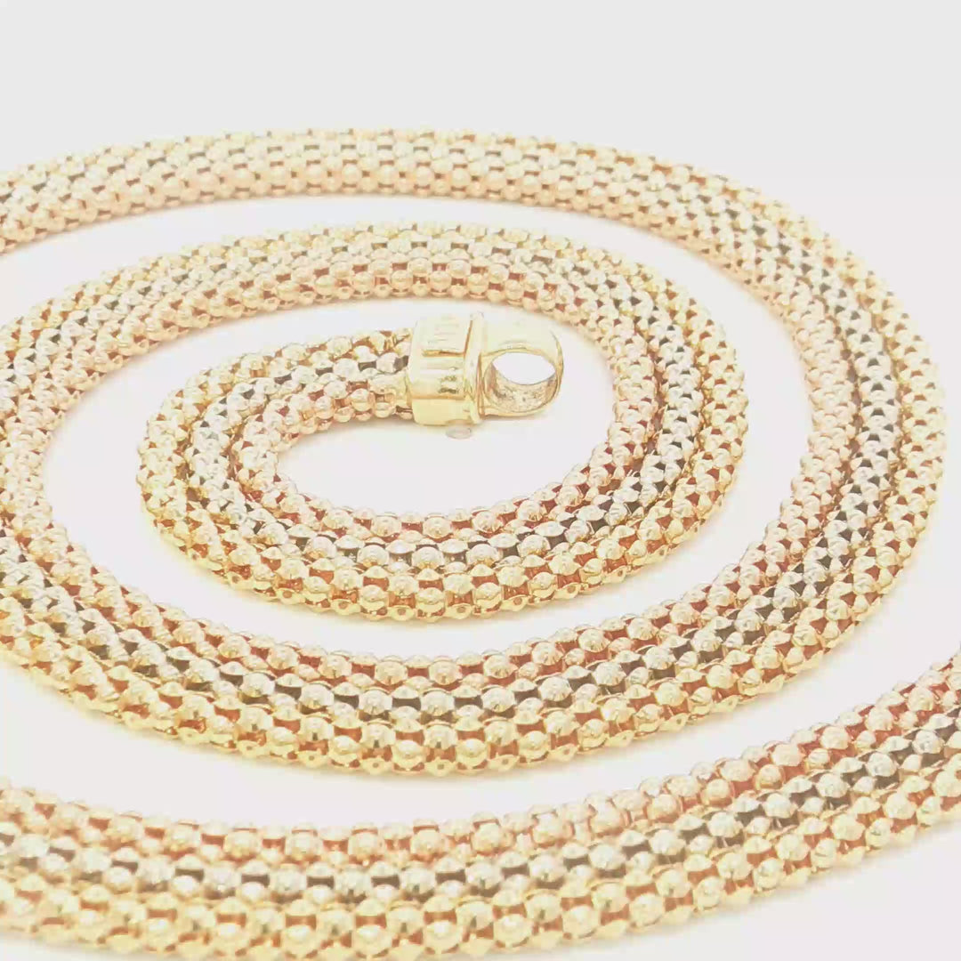 18ct Tri-Colour 3-Strand Necklace Italian Made