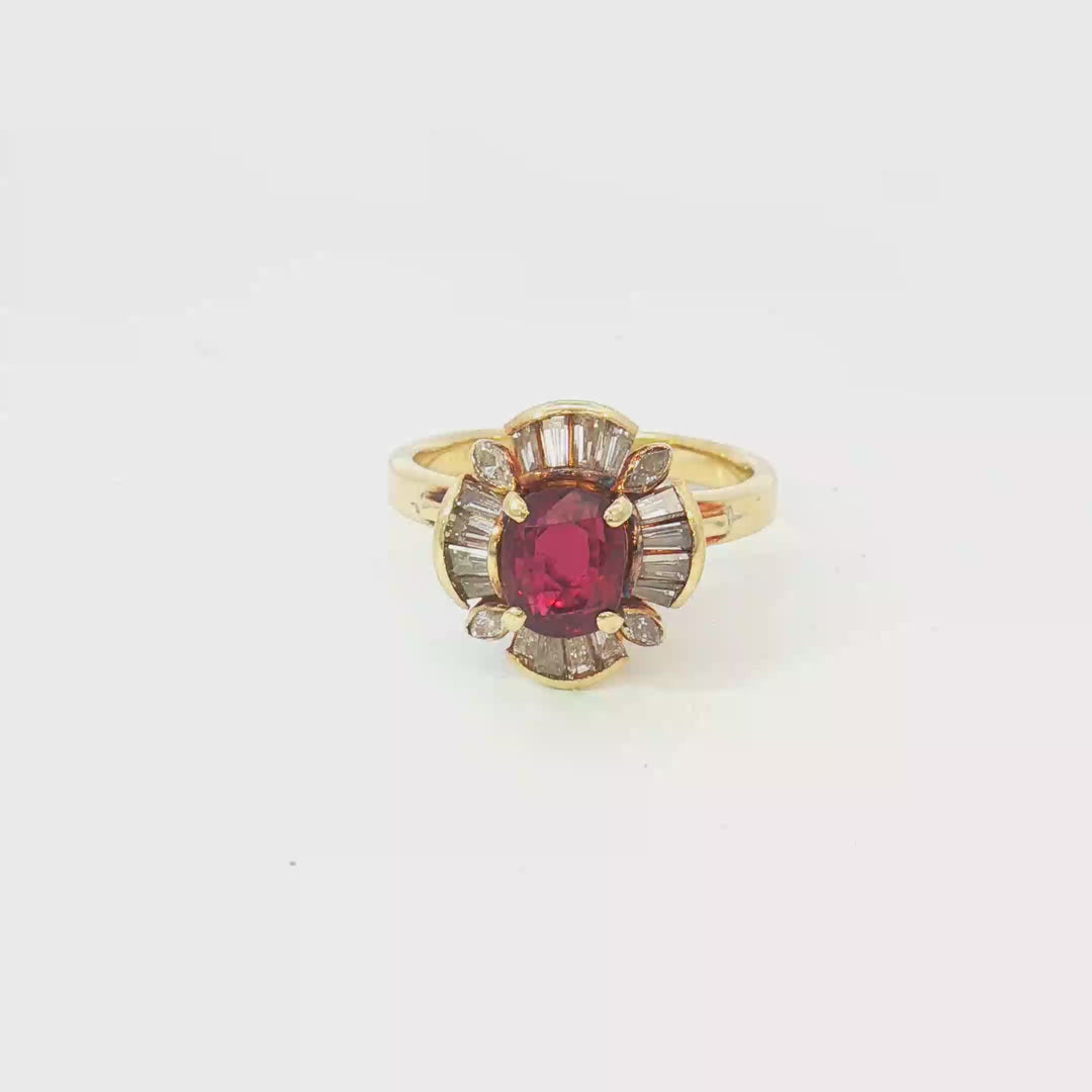 18ct Yellow Gold Ruby and Diamond Cocktail Ring.