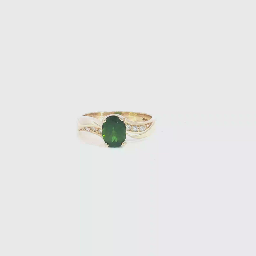 14ct YG Tsavorite and Diamond Dress Ring