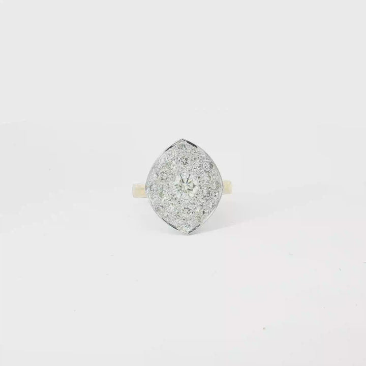 18ct 2Tone Marquise Shape Diamond Cluster Cocktail Ring