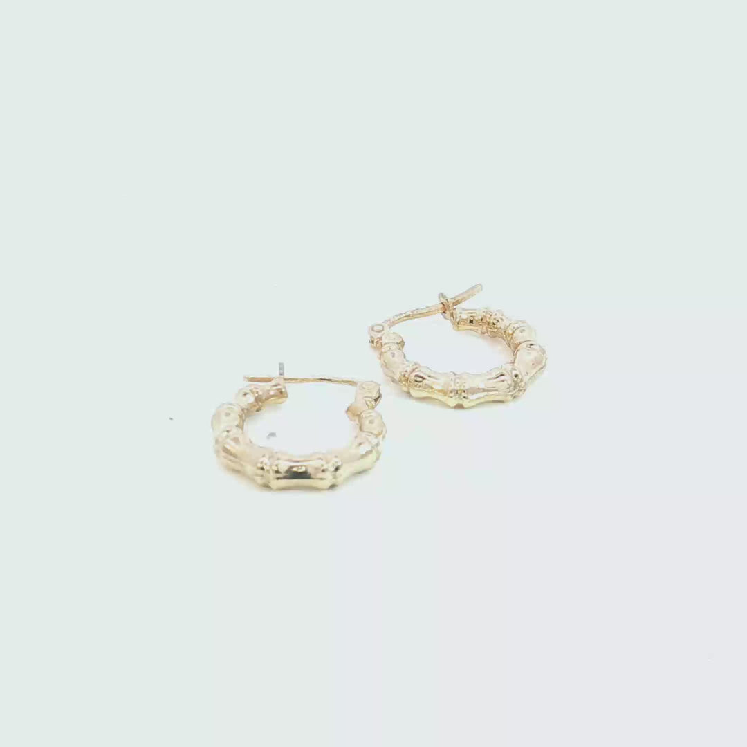 9ct YG Bamboo Style Hoop Earrings