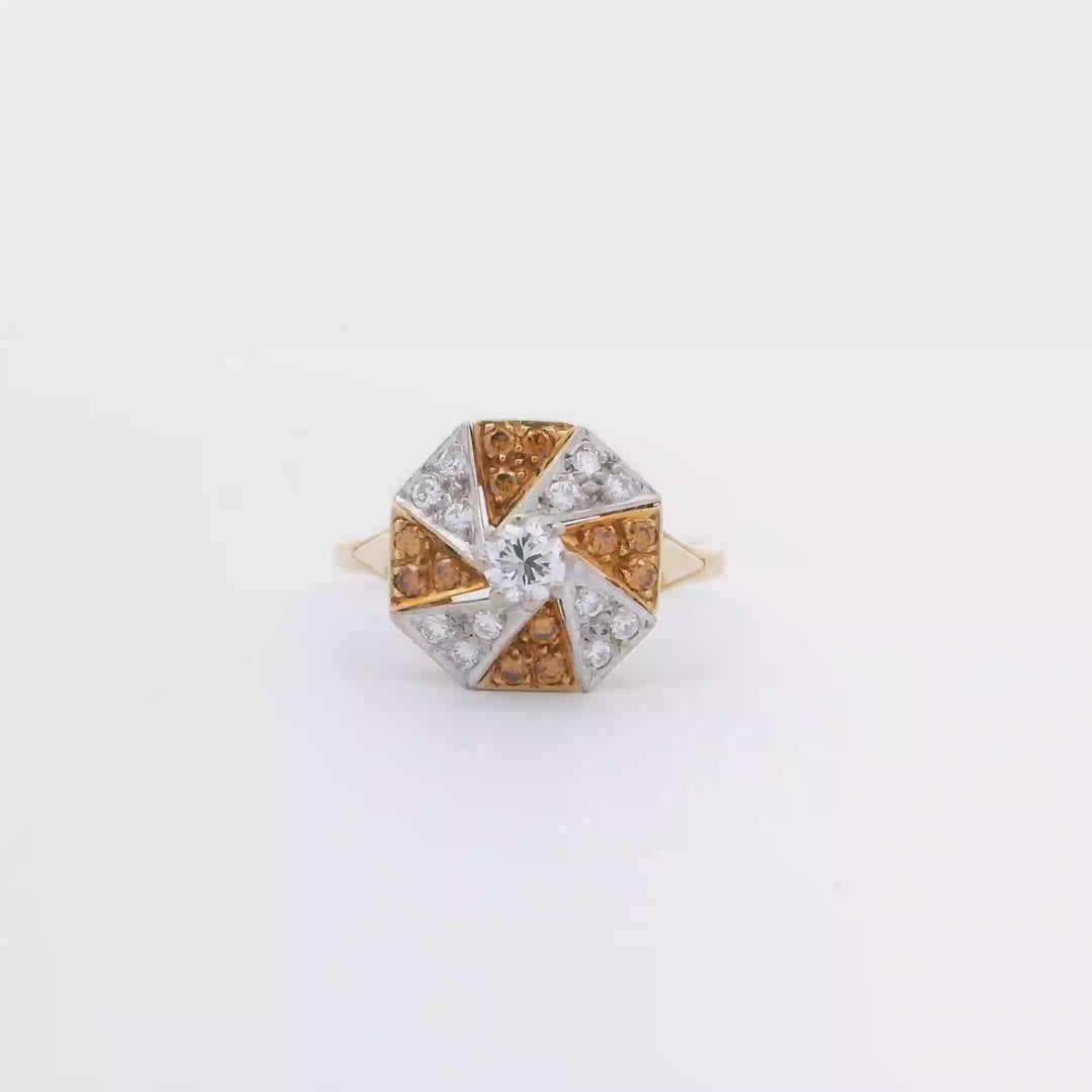 18ct YG Yellow and White Diamond Geometric Ring
