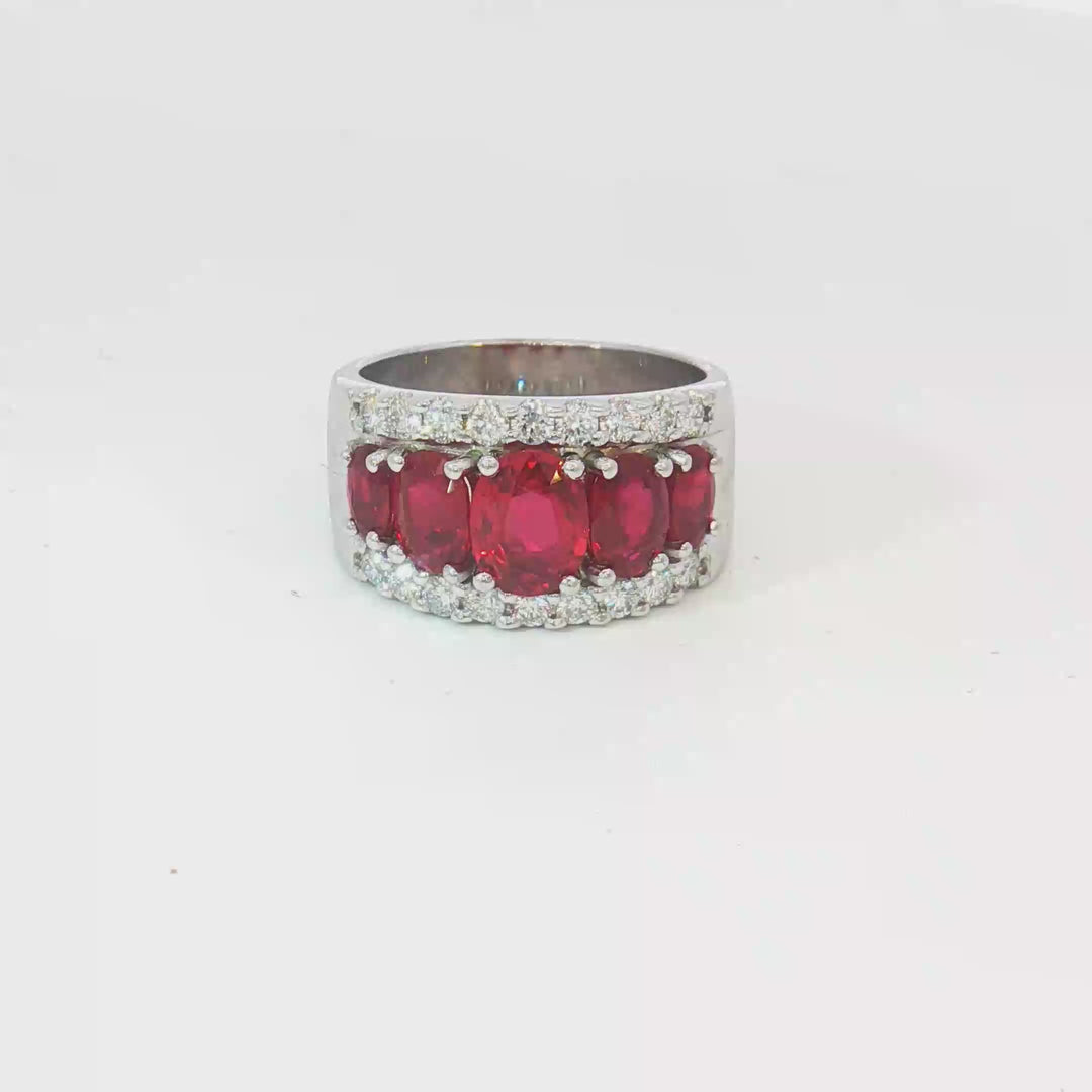 18ct White Gold Burmese Ruby and Diamond Dress Ring