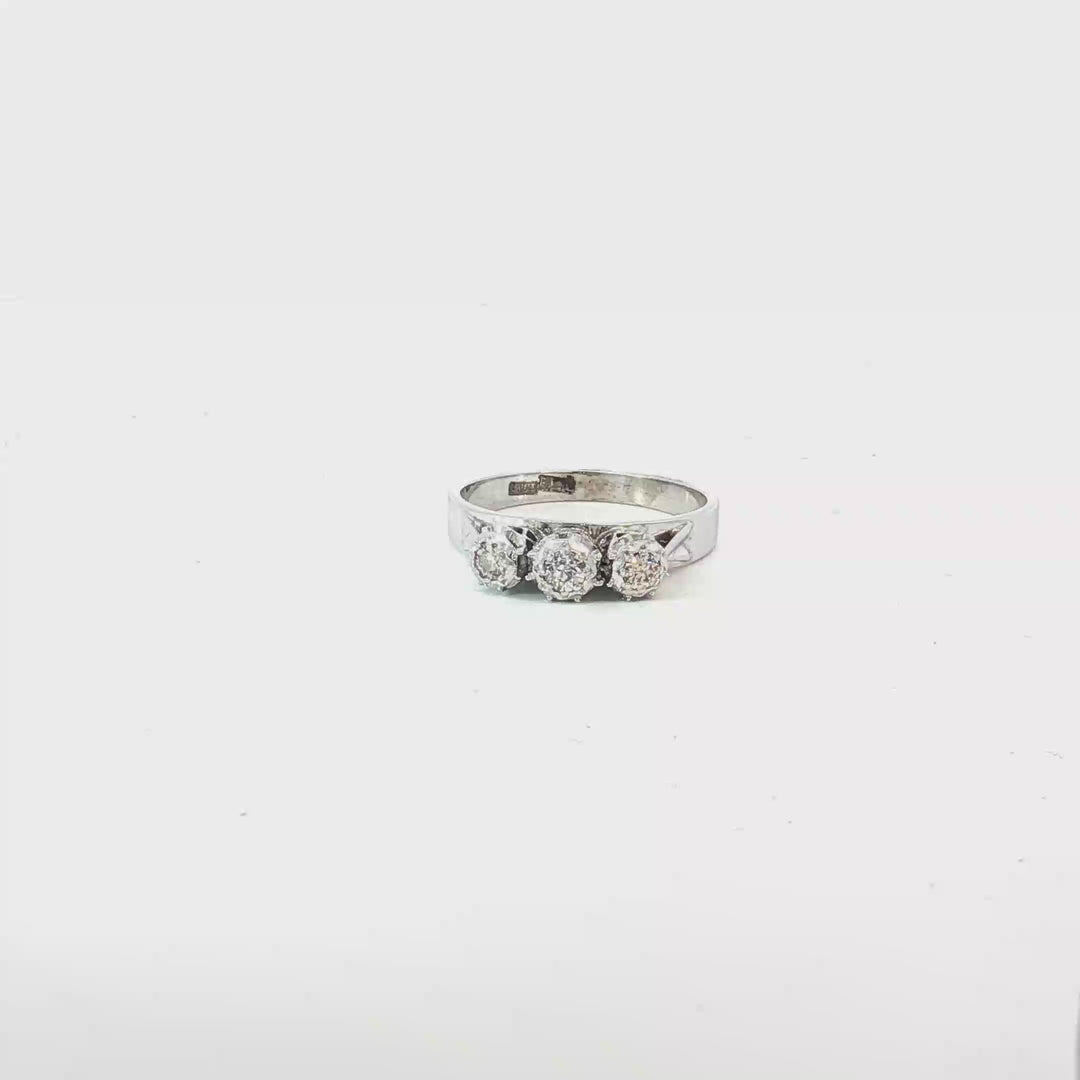 18ct WG 3 Diamond Ring