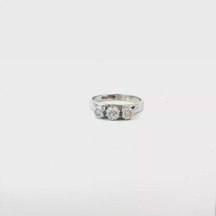 18ct WG 3 Diamond Ring