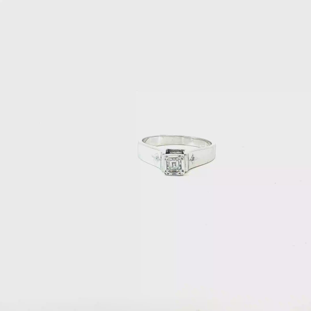 14ct WG Carre Cut Diamond Solitaire Ring