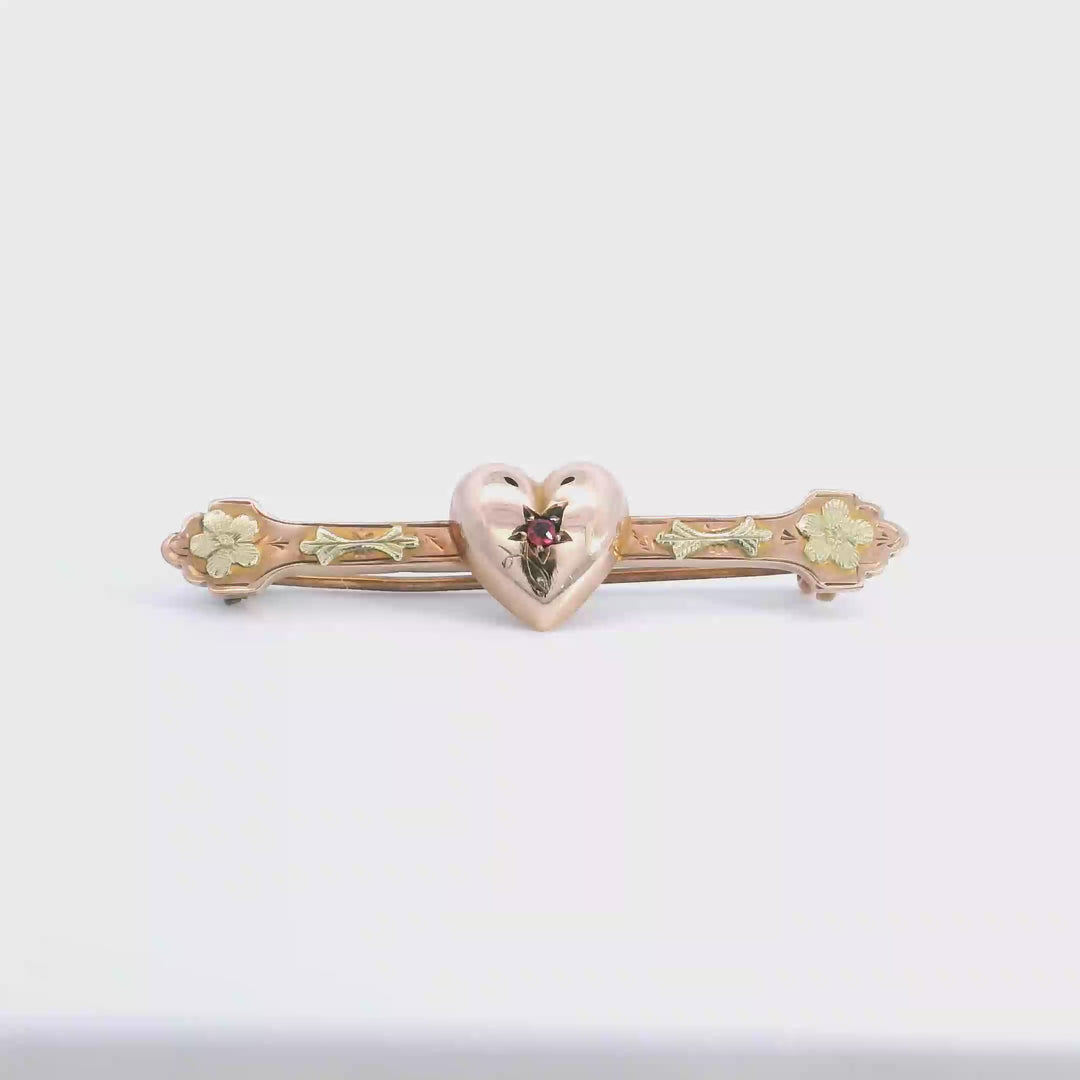 9ct YG/RG Heart-Shaped Brooch