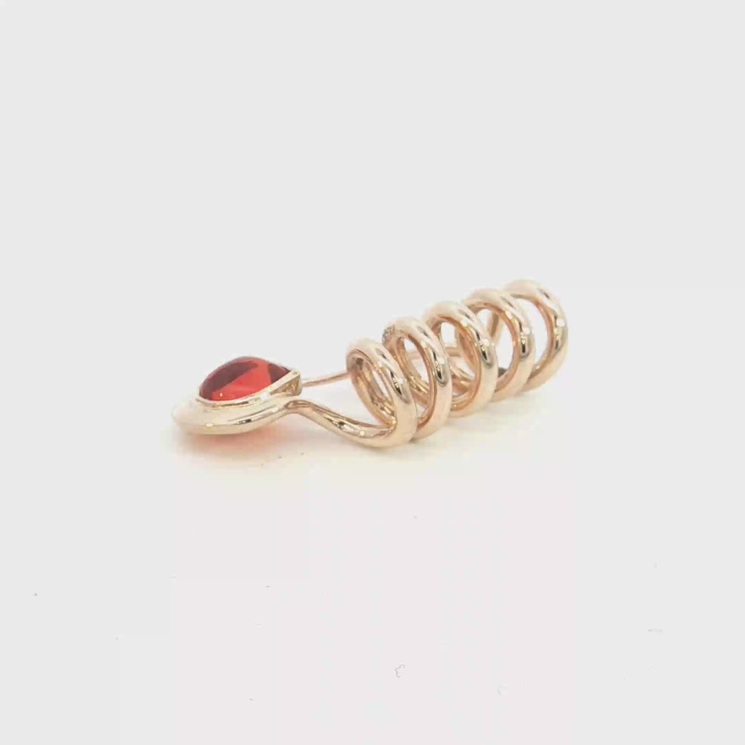 9ct YG Coiled Safety Pin Brooch with Amber