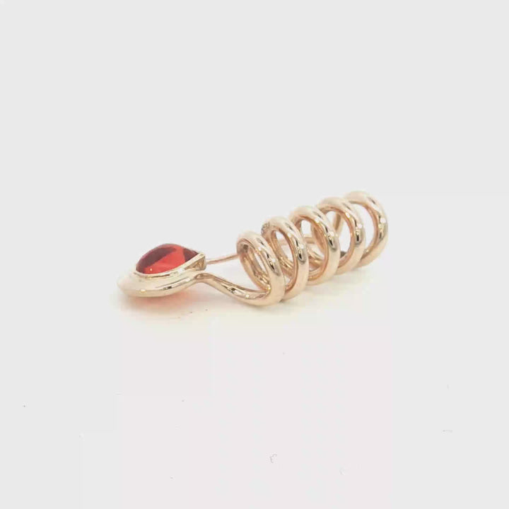 9ct YG Coiled Safety Pin Brooch with Amber