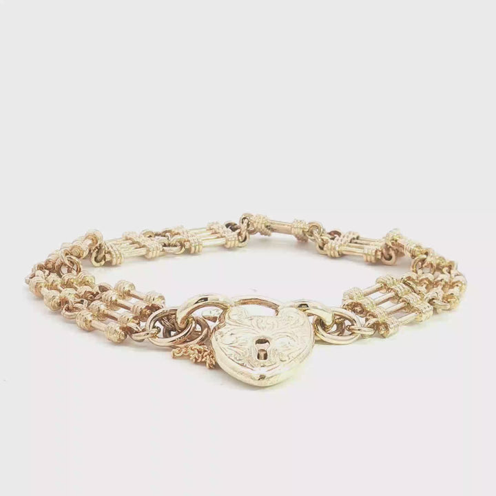 9ct YG 4 Bar Gate Bracelet