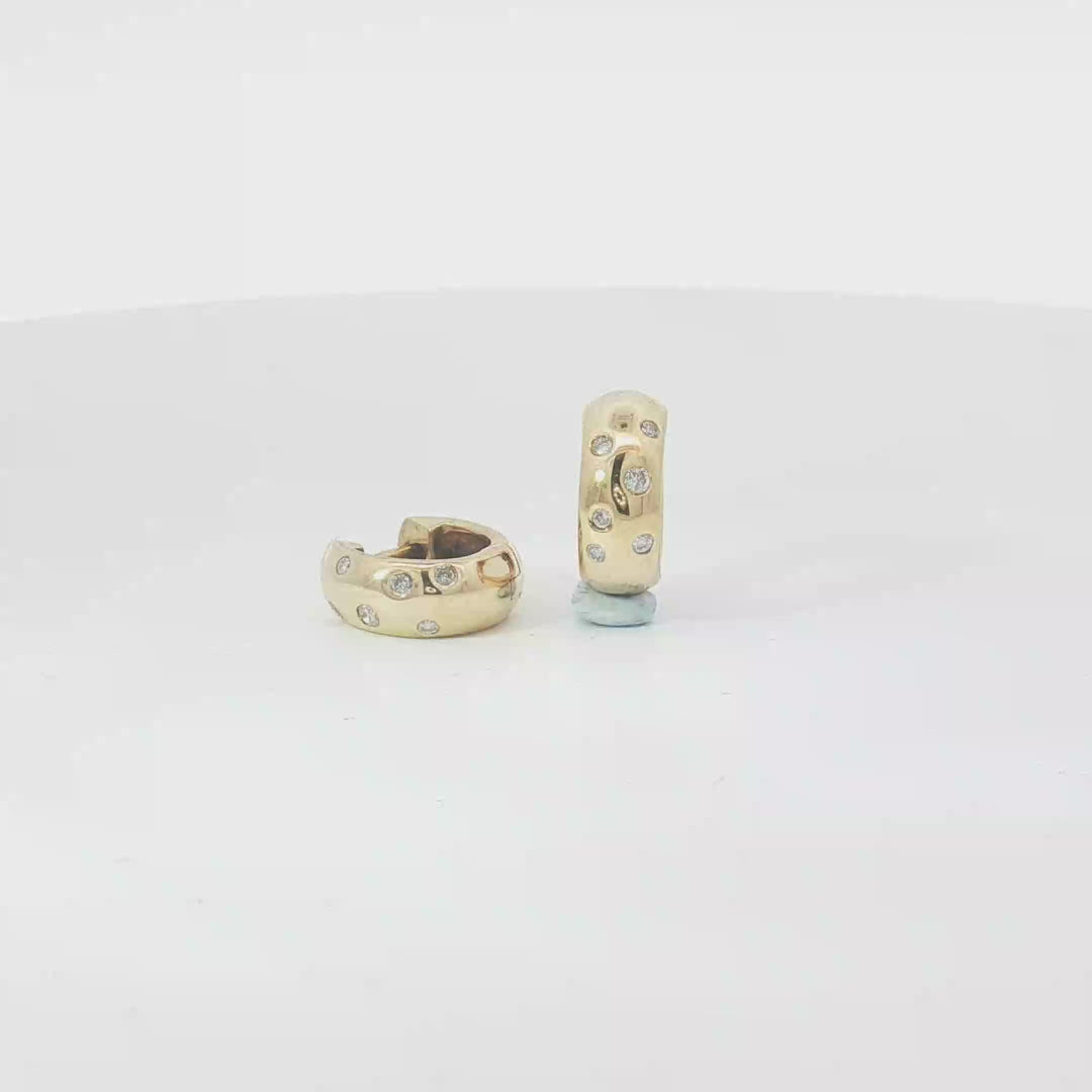 18ct YG Diamond Huggie Earrings