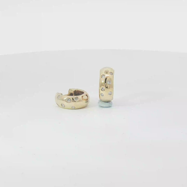 18ct YG Diamond Huggie Earrings