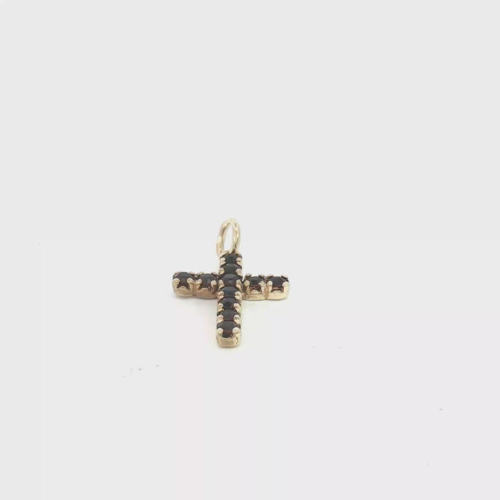 9ct YG Garnet Cross