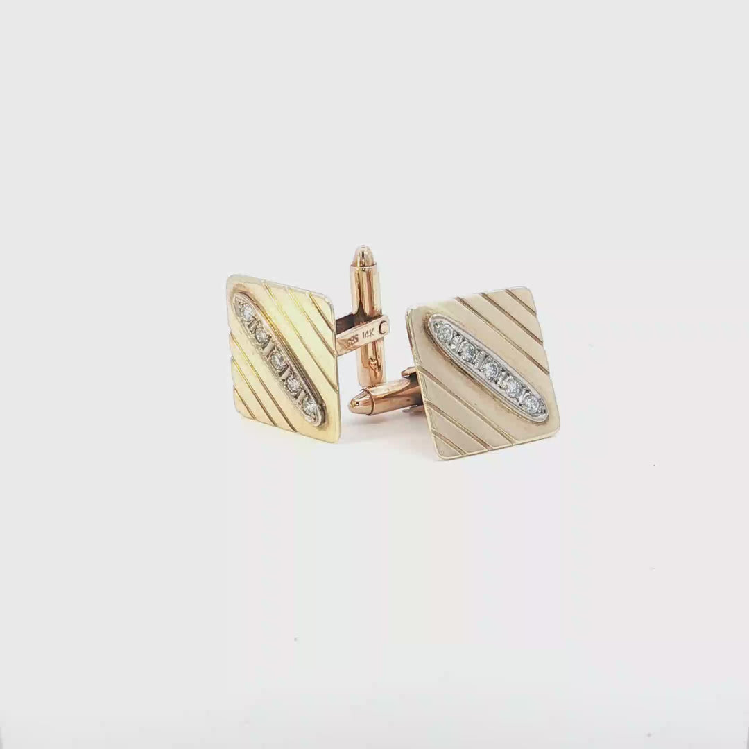 14ct YG Diamond Set Cufflinks