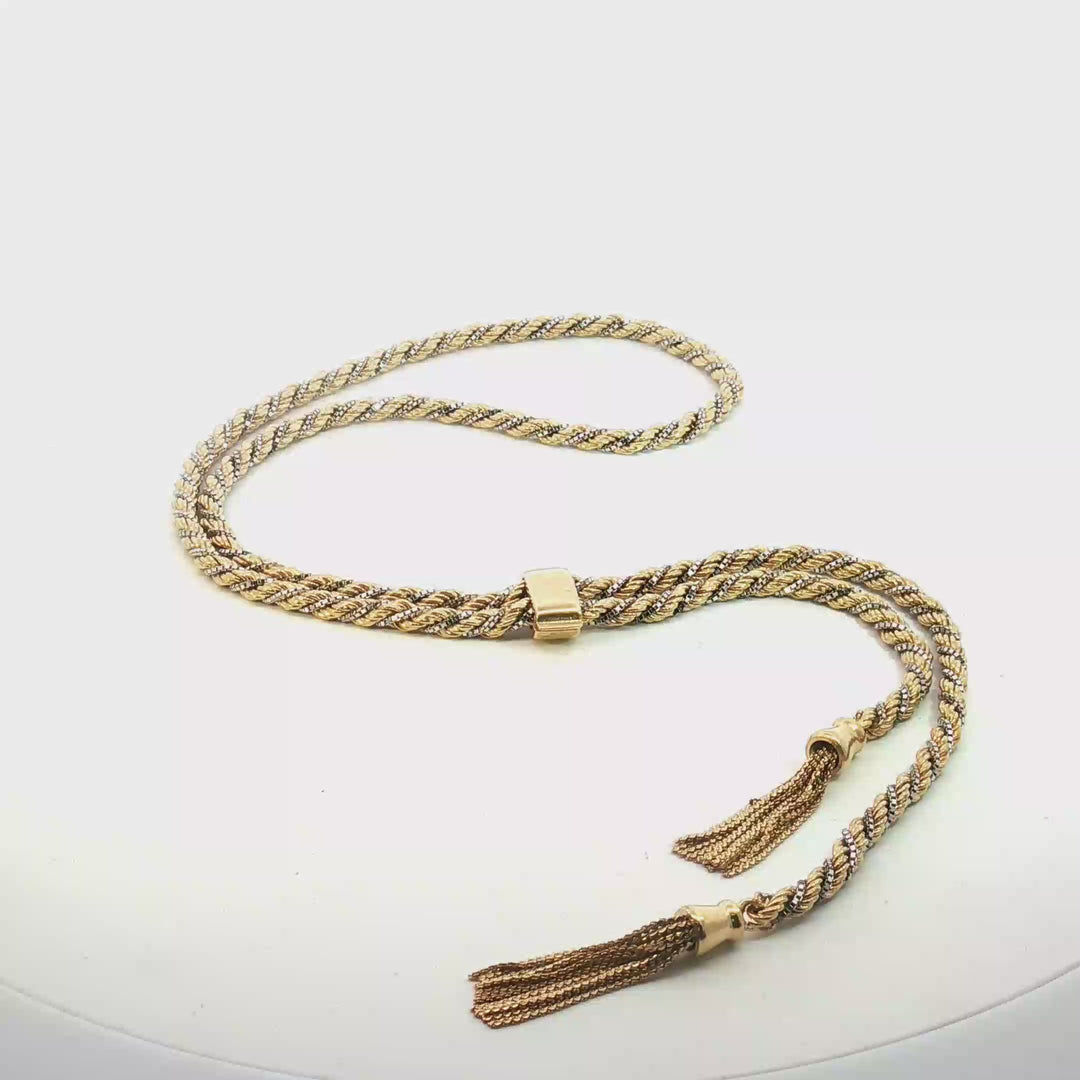 18ctv Yellow and White Gold Woven Chain Necklace
