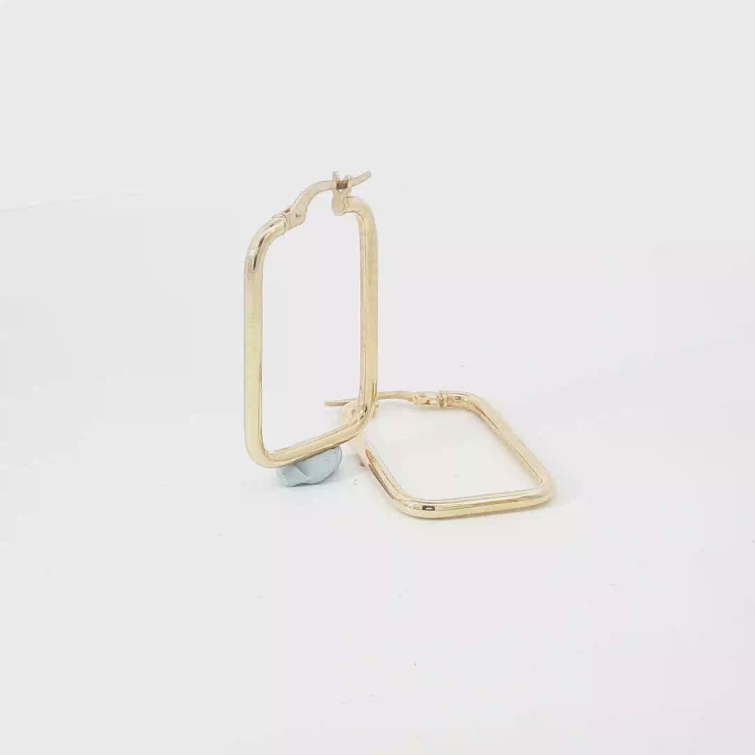 9ct YG Rectangular Hoop Earrings