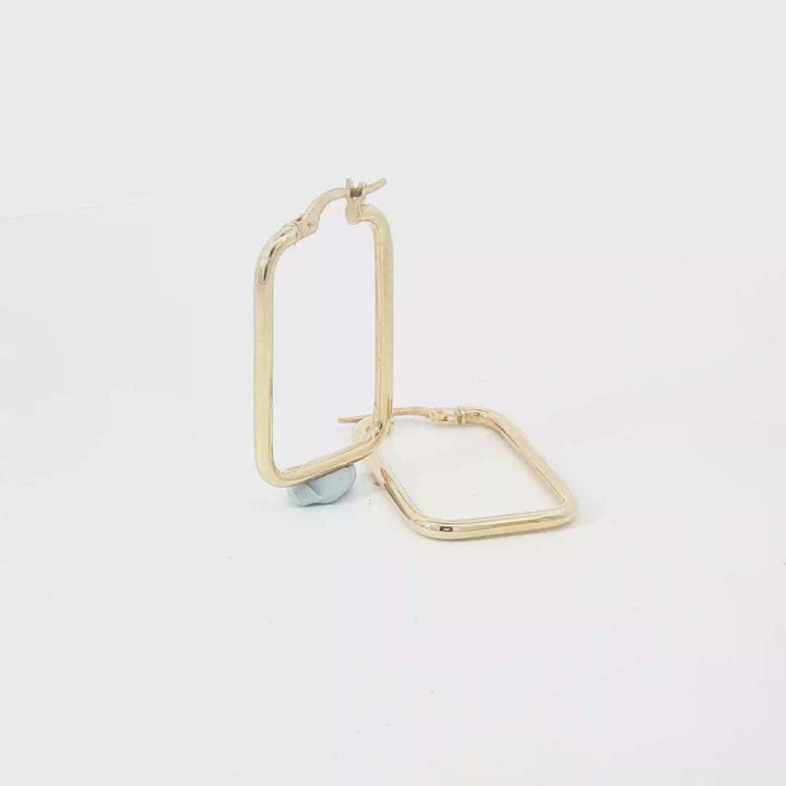 9ct YG Rectangular Hoop Earrings