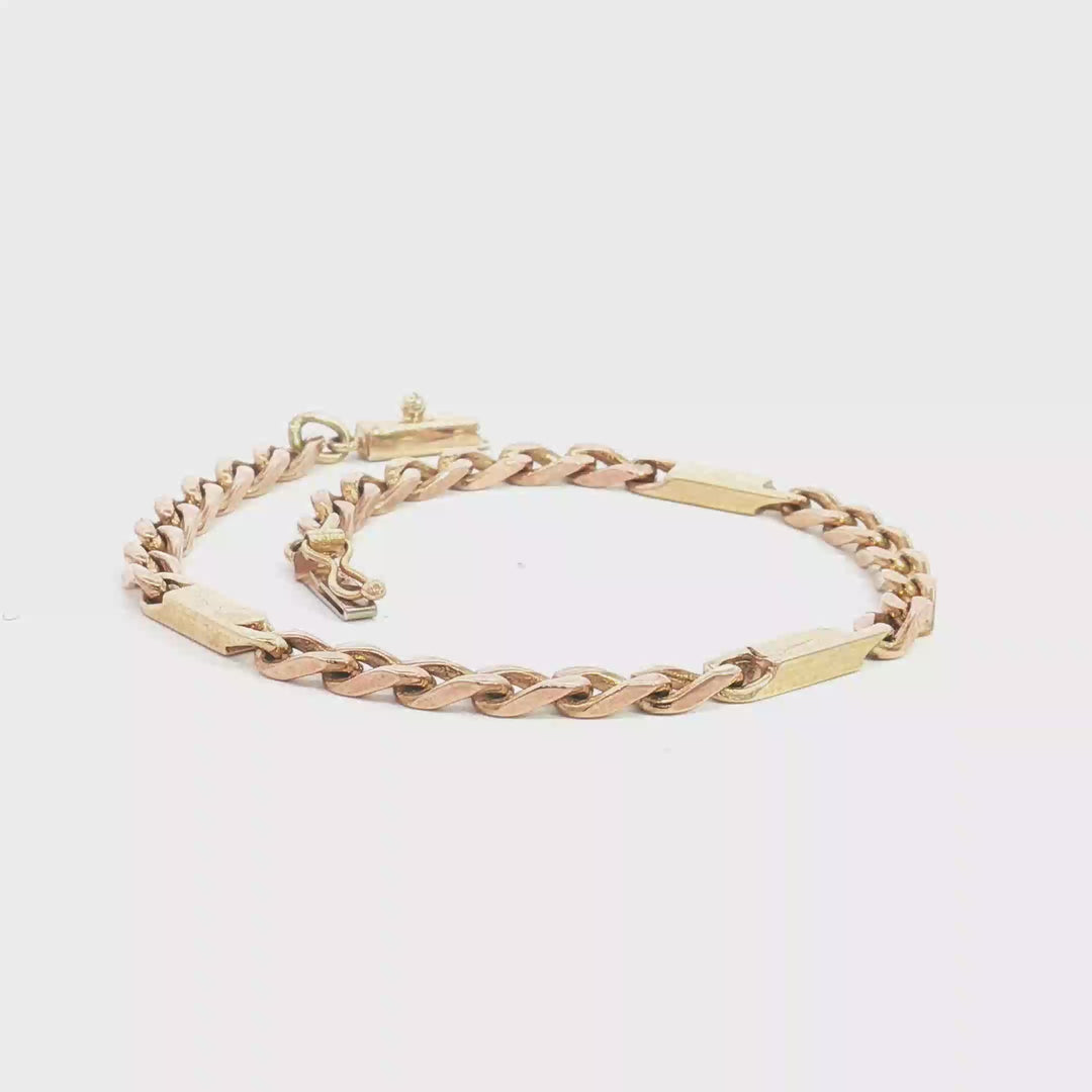 9ct 2Tone Curb Link Bracelet with Bars