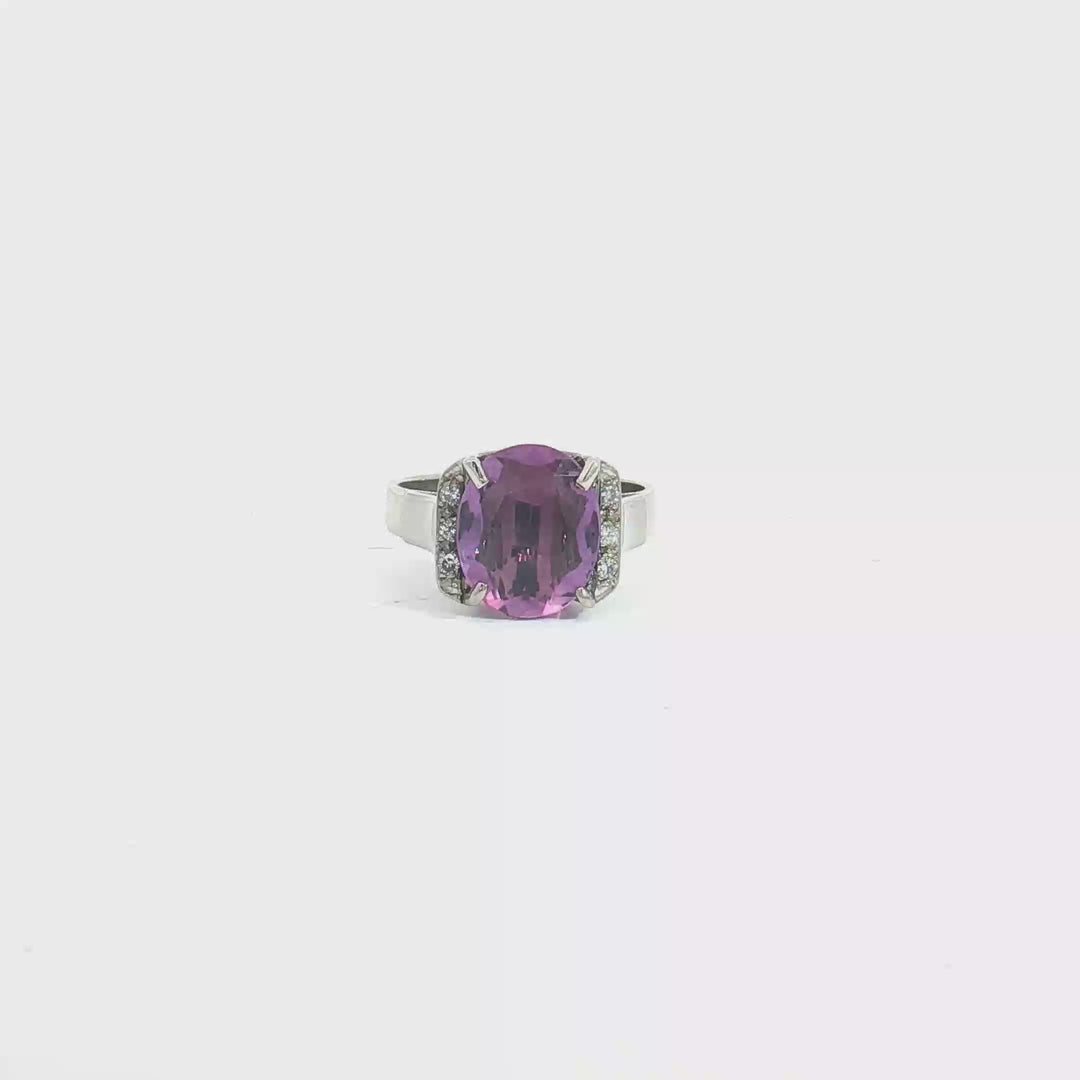 9ct WG Amethyst and Diamond Dress Ring