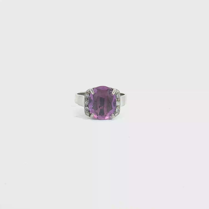 9ct WG Amethyst and Diamond Dress Ring