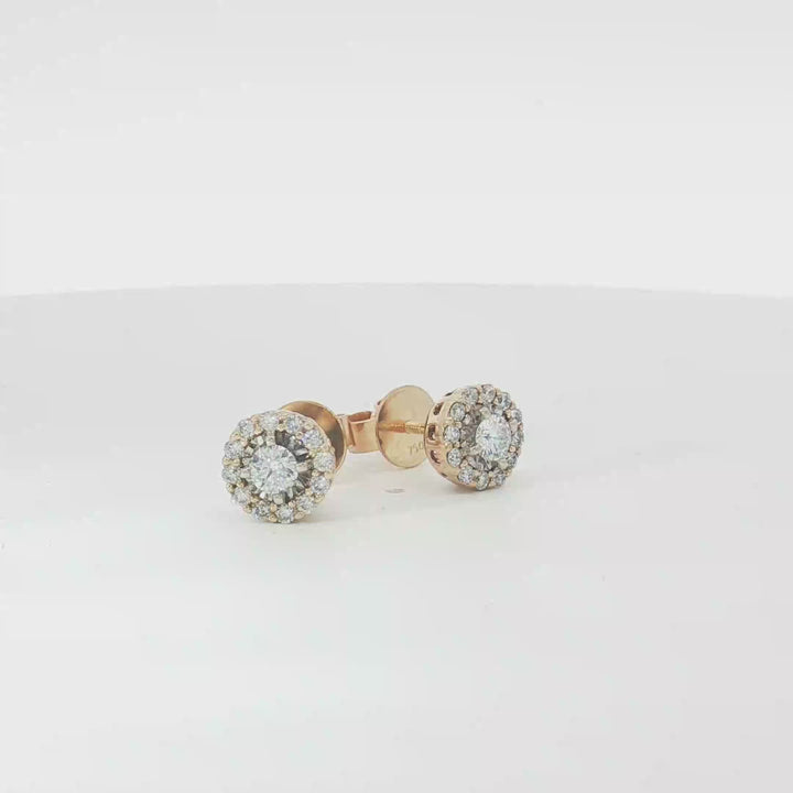 14ct YG Diamond Halo Cluster Earrings with 18ct Butterflies