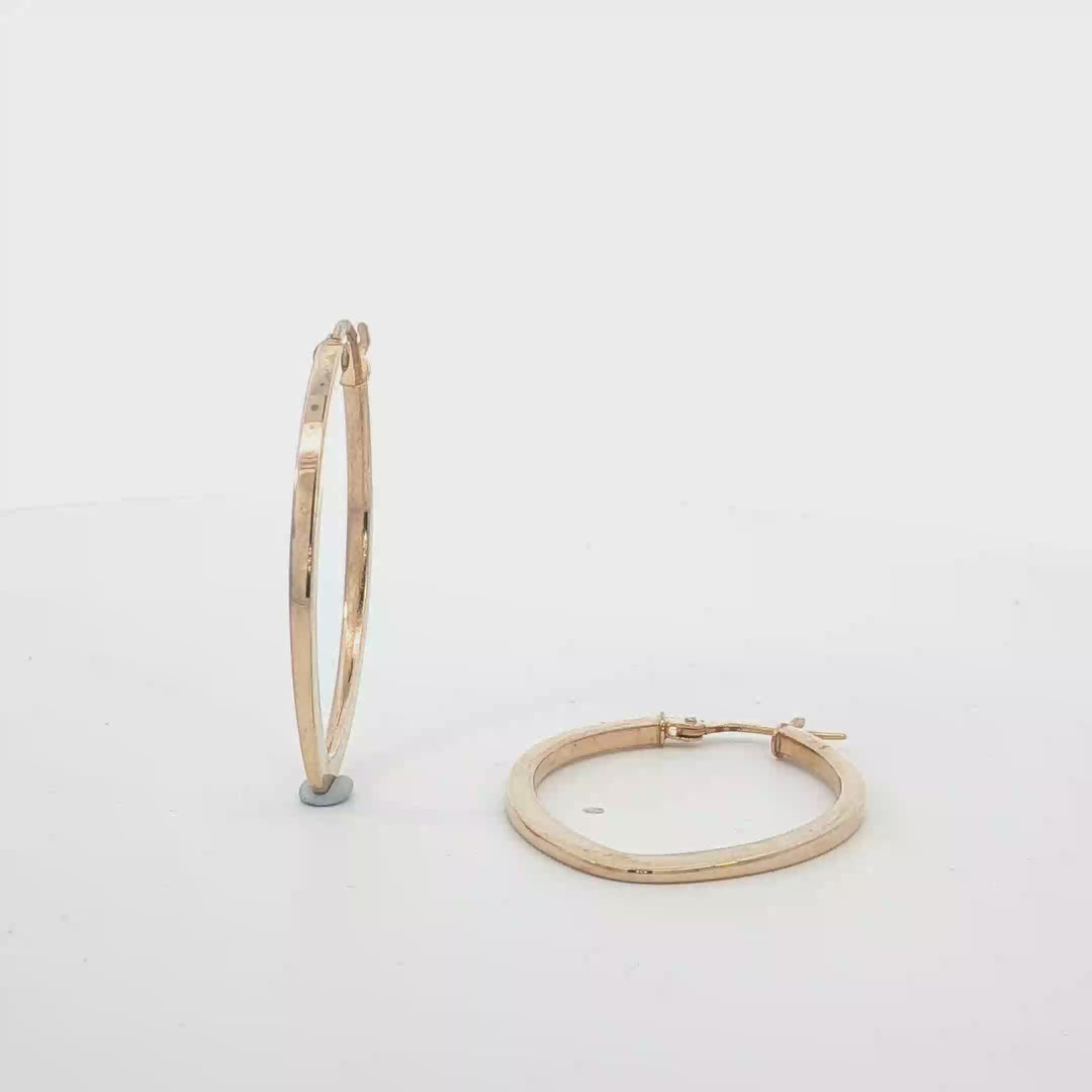 9ct RG Softly Squared Hoop Earrings