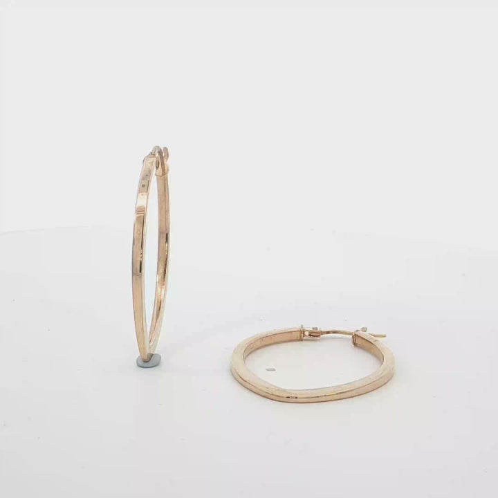 9ct RG Softly Squared Hoop Earrings