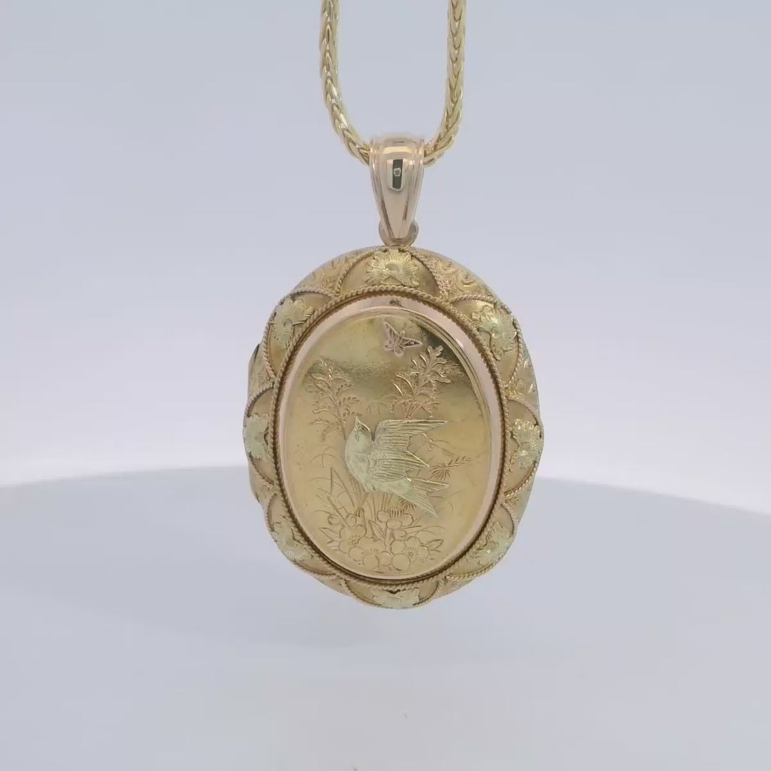Yellow, Rose and light Green Gold Decorated Locket