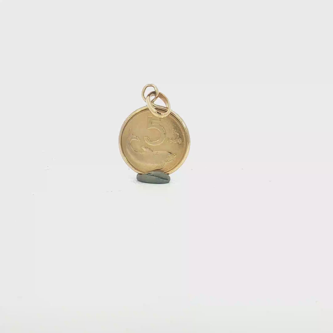9ct YG Lira Coin Pendant