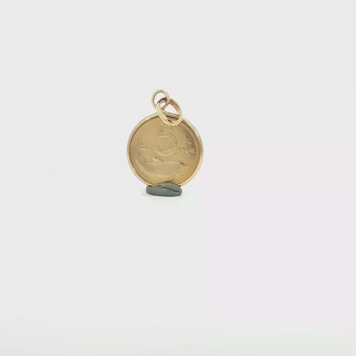 9ct YG Lira Coin Pendant