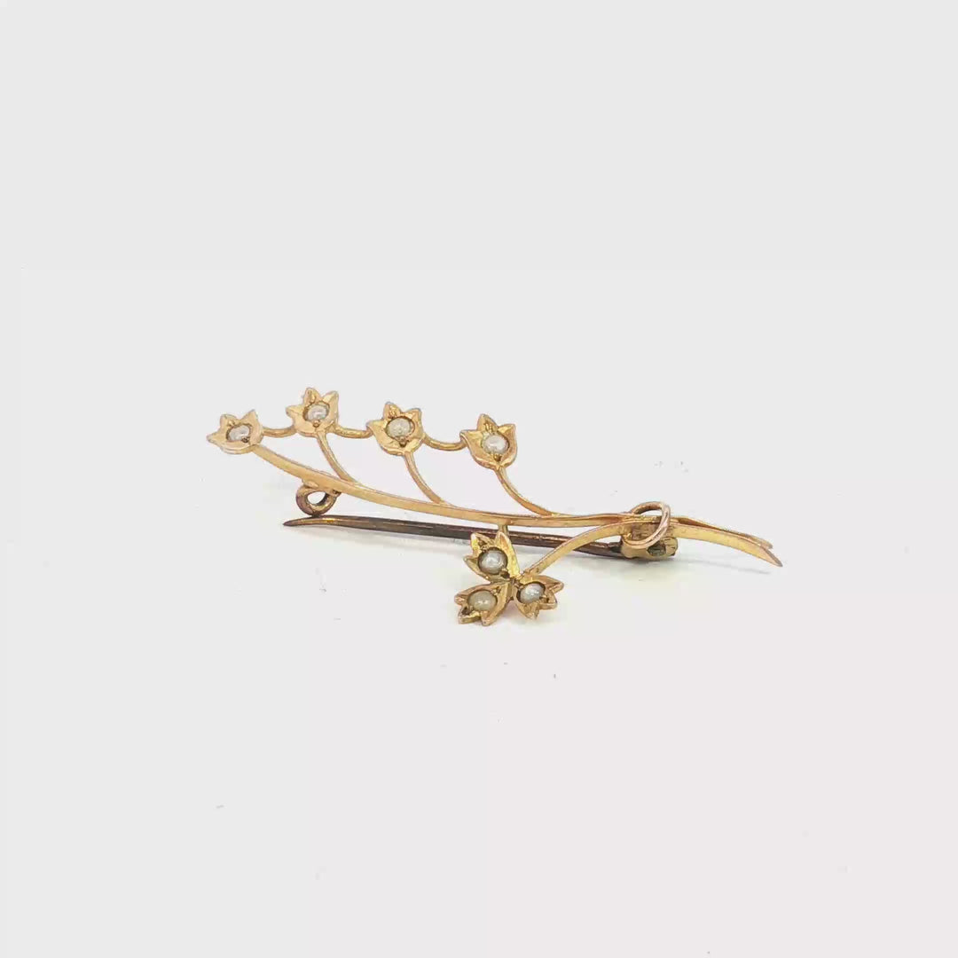 9ct YG Lily of the Valley Brooch