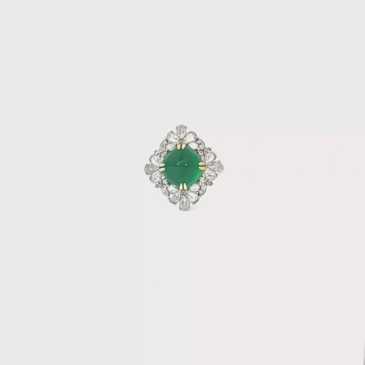 18ct WG/YG Emerald and Diamond Cocktail Ring