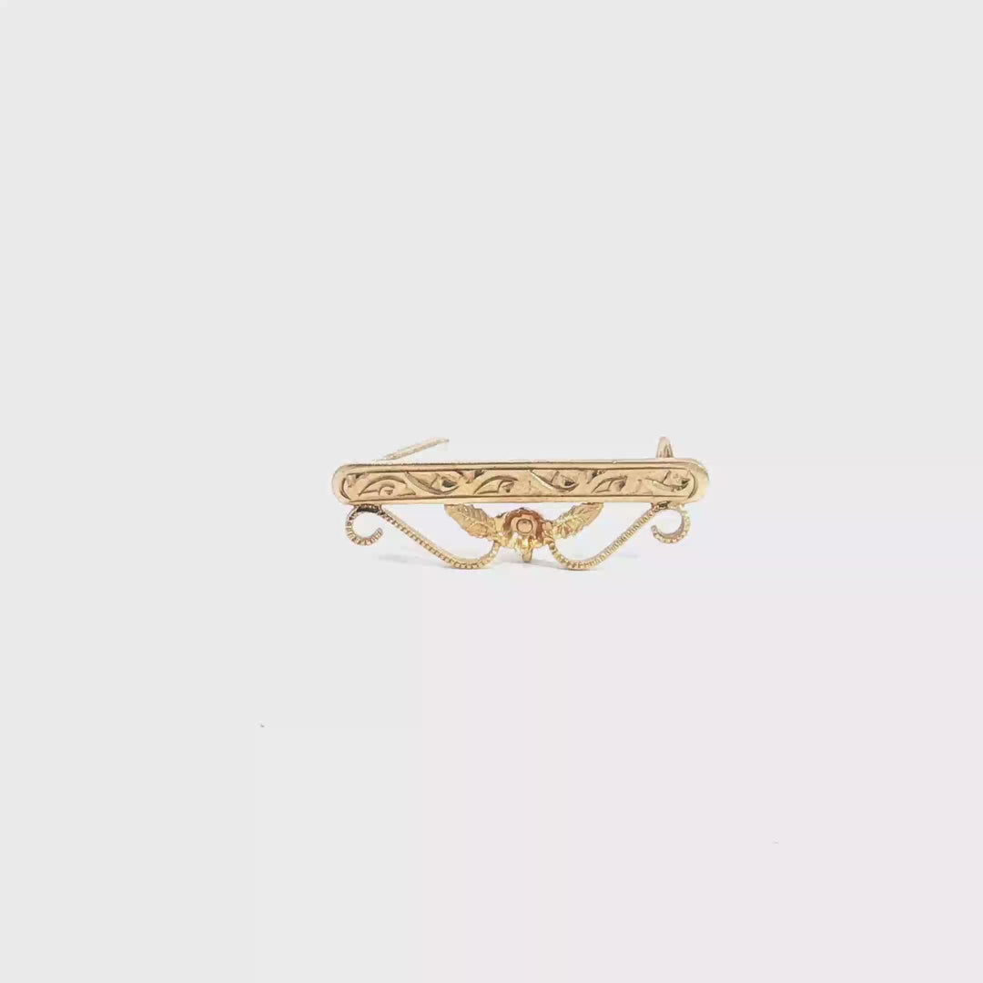 9ct YG Fob Bar Brooch