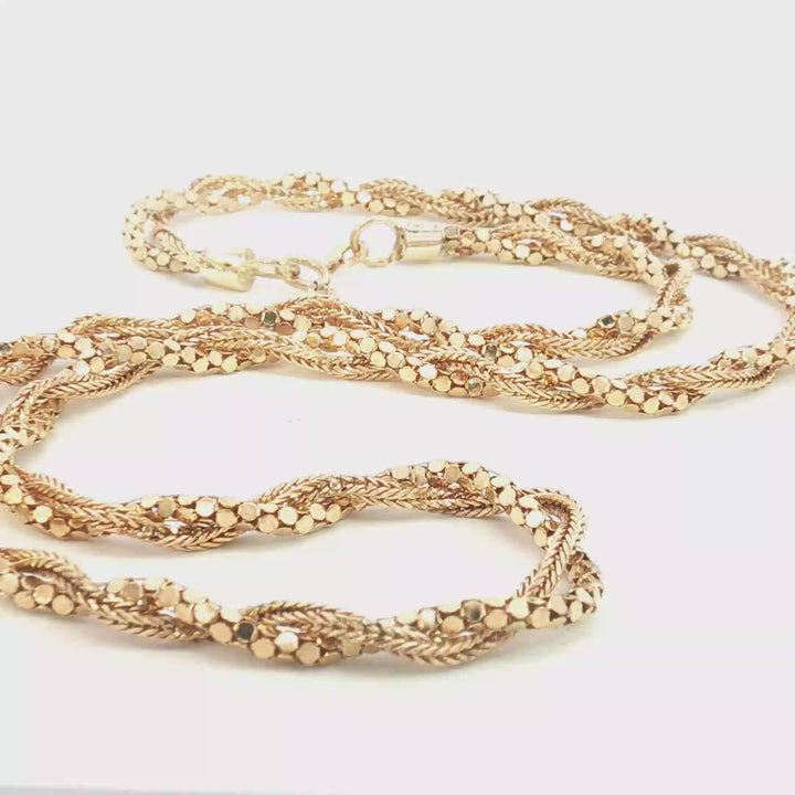 18ct YG Braided Double Strand Necklace