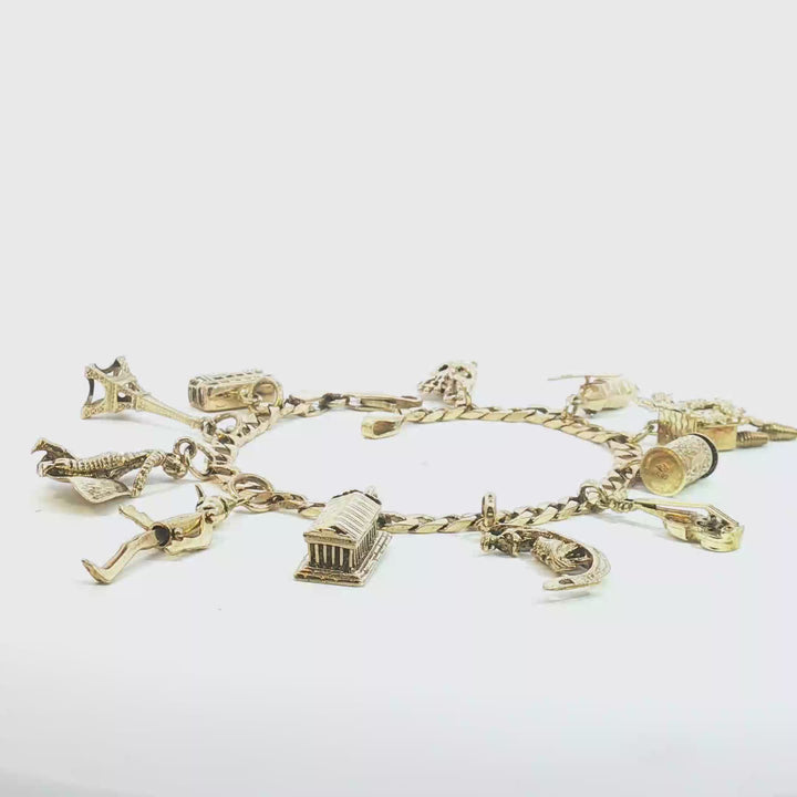 18ct YG Bracelet with 14ct YG Charms