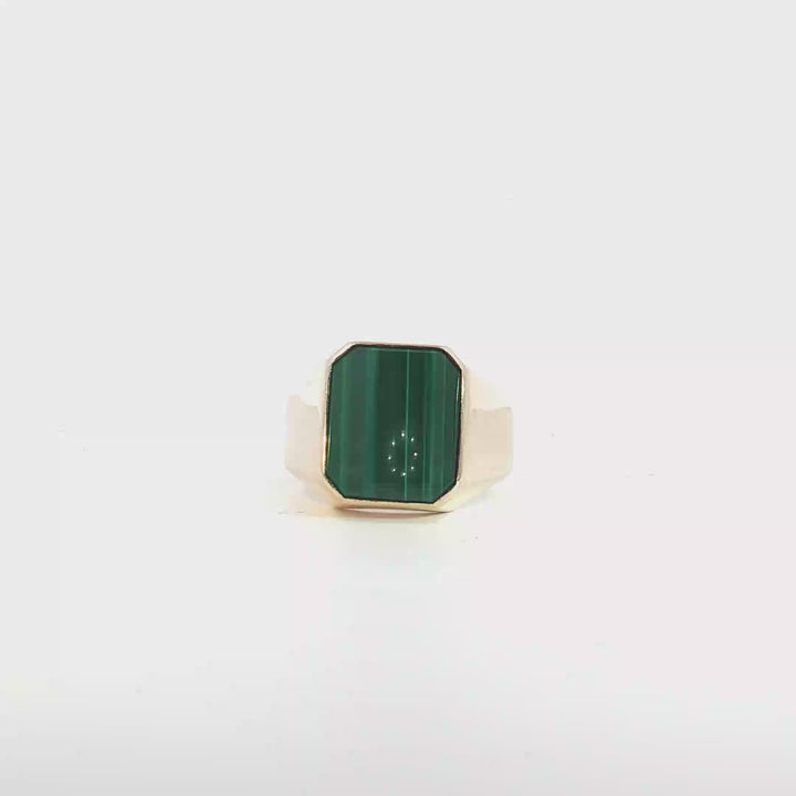 9ct YG Malachite Signet Ring
