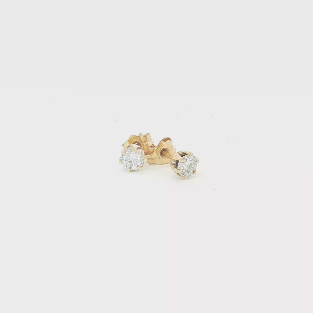 18ct YG Round Diamond Stud Earrings