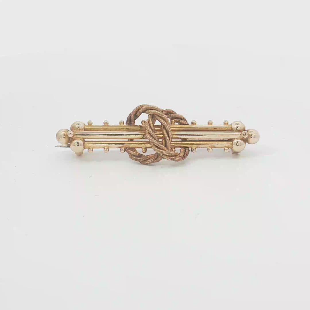 15ct YG Twisted Knot Bar Brooch